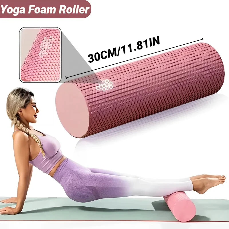 PEAK™Hexagonal Yoga Roller: Round EVA Foam Cylinder for Pilates & Enhanced Home Workouts (Diameter 9.5cm, Length 29.7cm)