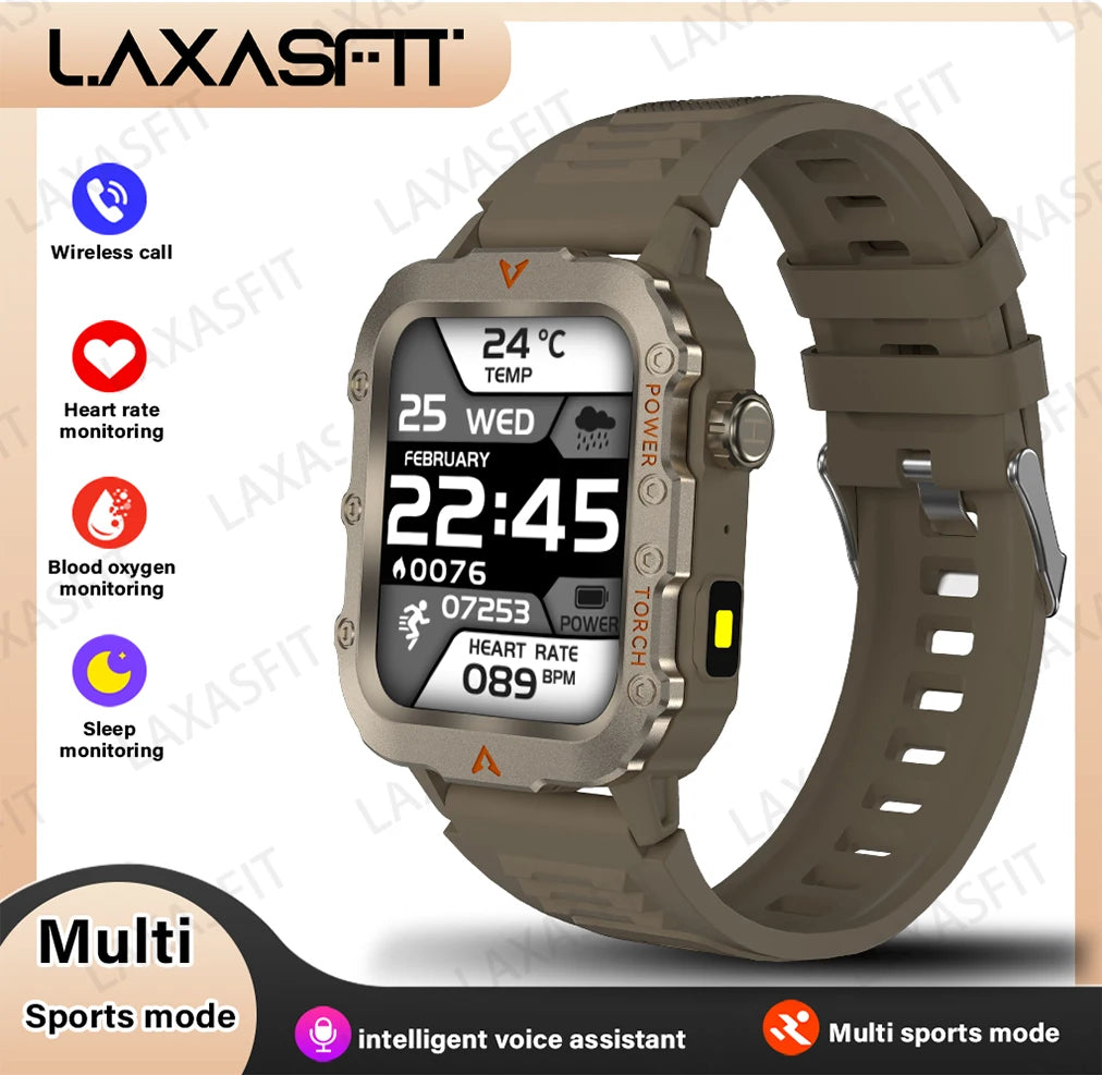 Ultimate Men's Smart Watch with LED Flashlight - Outdoor Sports & Health Monitoring Wristwatch